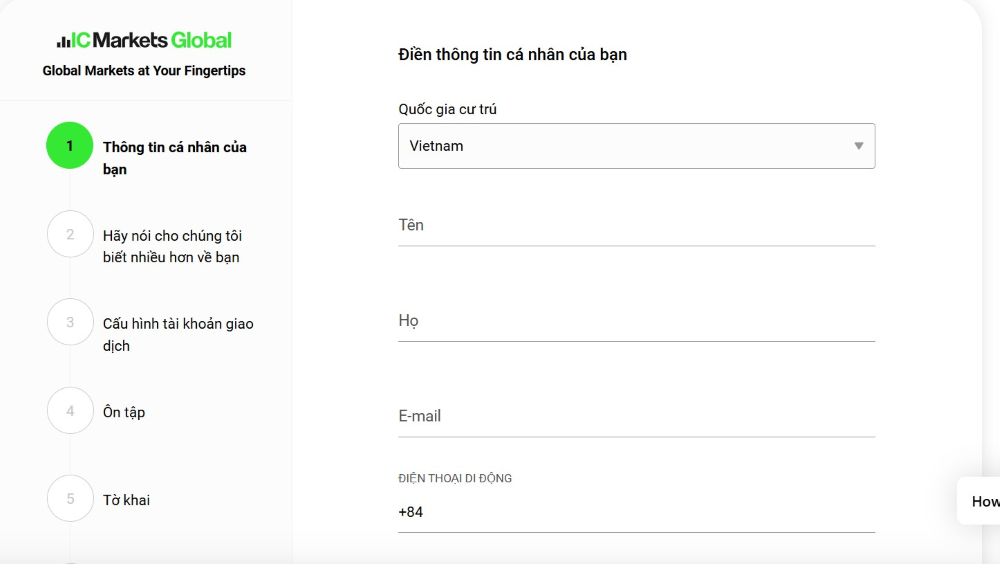 Cách đăng ký nhận Backcom IC Markets